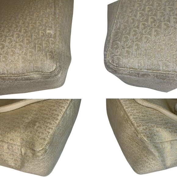 Christian Dior White and Gold Monogram Tote Bag Vintage - Picture 14 of 16